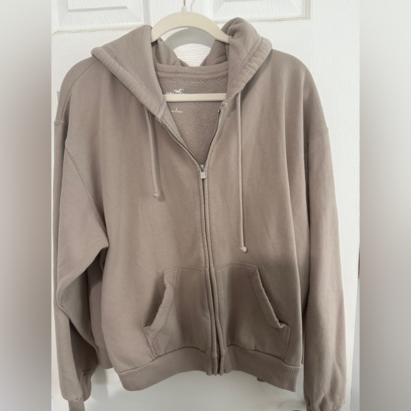 Hollister Taupe Zip-Up Hoodie - Picture 1 of 3